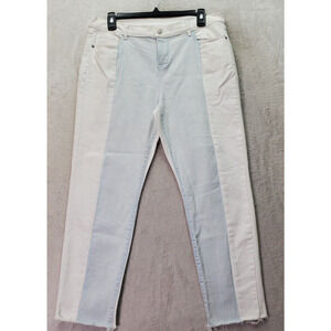New York & Company Jeans Womens Size 10 White Light Blue Denim Two Tone Raw Edge